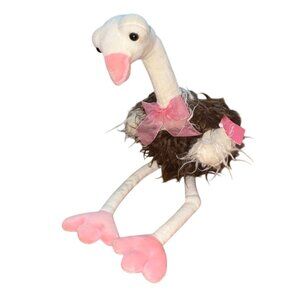 Holiday Home Plush Fluffy Ostrich - Brown/White/Pink-GUC
